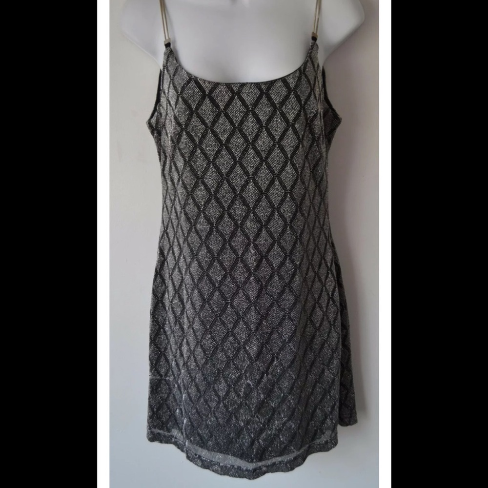 X-it, X-it, Silver/Black, Metallic Dress, Diamond Pattern, Chain Strap, Small